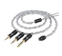 Aundhegrtt Câble de Mise à Niveau pour Écouteurs HiFi 3en1 2.5+3.5+4.4mm Prise 4 Cœurs Cuivre Argent Mélangé Améliorable