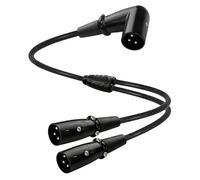 Aundhegrtt Câble de Répartition Y XLR Mâle à Angle Droit vers Double Mâle, Adaptateur de Cordon de Microphone XLR Équilibré 1 Mâle vers 2 Mâles.