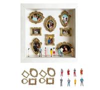 Aundhegrtt Cadre en Miniature en Or et Figurines Inclus Kit de Cadre en Silhouette de Boîte D'Ombre DIY pour Affichage de Souvenirs Familiaux