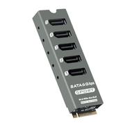 Aundhegrtt Carte D'Extension M.2 PCIe vers 5 Ports SATA3.0, Convertisseur de Riser pour L'Expansion de L'Ordinateur JMB585, Prend en Charge la Fonction PM avec Boîtier.