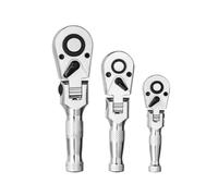 Aundhegrtt de Cliquets Courts à Tête Flexible, Entraînements 1/4", 3/8", 1/2", Mini liquet Flexible à Poignée, 72 Dents, Système de Dégagement