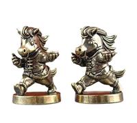 Aundhegrtt Décoration de Bureau en Laiton Antique Représentant Un Cheval de Guerre, Figurine Mascotte du Zodiaque Chinois 2026, Accessoires pour Salon, Année.