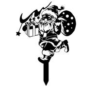 Aundhegrtt Décoration de Jardin en Fer Forgé Représentant Un de Jardin, Silhouette de Père Noël, Motif de Gazon, à Planter dans la Cour ou à Planter dans la Pelouse