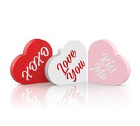 Aundhegrtt Décoration Intérieure, Ensemble de 3 Ornements en Bois Imprimés Recto-Verso en Forme de Cœur, Décoration Romantique pour la Saint-Valentin.