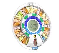 Aundhegrtt Distributeur de Pilules Automatique Verrouillé par vec Alarmes et Rappel - Design Anti-Mélange, 28 Compartiments, Grand Affichage pour les Personnes Âgées.