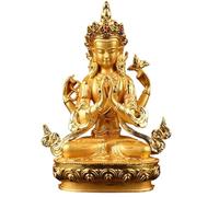 Aundhegrtt Fournisseurs de Statues Bouddhistes en Alliage Métallique Plaqué Or, Représentant Avalokitesvara Bodhisattva à Quatre Bras et Guanyin