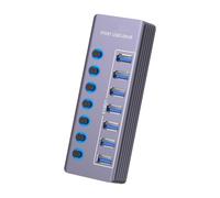 Aundhegrtt Hub USB 3.0 5Gbps avec Interrupteur on/Off et Indicateur LED - Répartiteur et Prolongateur pour L'Expansion des Ports USB de L'Ordinateur, 7 Ports.