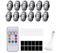 Aundhegrtt Kit de 12 Feux Stroboscopiques LED sans à 8 Couleurs, Feux de Signalisation RGB Télécommandés pour Voitures, Motos et Drones