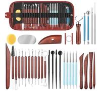 Aundhegrtt Kit de 36 Outils et Fournitures pour Poterie, Outils en Céramique et Polymère, Ensemble de Sculpture pour Argile, Tour de Potier, Sculpture