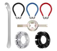 Aundhegrtt Kit de 7 Clés à Rayons de Vélo en Acier, Outil Portable pour Le Réglage de la Tension des Pneus, Levier de Roue Universel pour Pédales de Vélo.