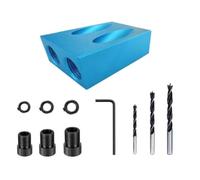 Aundhegrtt Kit de Gabarits de Perçage pour Trous de Poche (14 Pièces), Gabarit en Aluminium Incliné à 15° avec Guides de Perçage de 6/8/10 mm pour le Travail Du Bois
