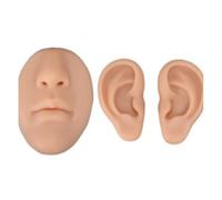 Aundhegrtt Kit de Modèles Humains en Silicone Flexible, Outil D'Affichage de Pratique de Perforation de Nez, Oreilles et Bouche de Couleur Chair pour la Formation au Piercing