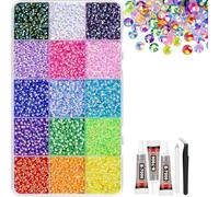 Aundhegrtt Kit de Strass en Résine Jelly 15 Couleurs, Strass à Dos Plat de 3 mm avec Colle à et Outils pour DIY Arts et Crafts Cadeaux.