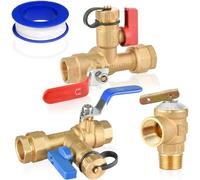 Aundhegrtt Kit de Vanne de Service pour Chauffe-Eau Sans Réservoir IPS 3/4", avec Vanne de Décharge de Pression, Construction en Laiton Propre.