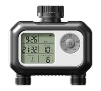 Aundhegrtt Minuteur D'Arrosage 2 Zones, Minuterie pour Tuyau D'Eau, Étanche IP68, Programmable, 2 Sorties pour Irrigation Automatique Extérieure de Jardin et de Pelouse.