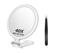 Aundhegrtt Miroir de Maquillage Grossissant 40X avec Poignée, Miroir Grossissant pour Soins de la Peau Détaillés, Épilation des Sourcils et Soins de la Peau.