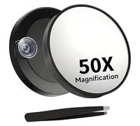 Aundhegrtt Miroir de Maquillage Grossissant 50X avec Ventouse et Pince à Épiler - Taille de Voyage pour des Soins de la Peau Détaillés.