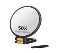 Aundhegrtt Miroir Grossissant 50x avec Pince à Épiler et Accessoire de Voyage pour le Maquillage, L'Épilation des Sourcils et les Soins de la Peau. B