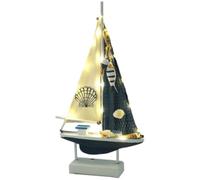 Aundhegrtt Ornement de Modèle de Voilier en Bois, Figurine de Voilier sur Le Thème de la Plage Méditerranéenne, Un Cadeau Symbolisant Une Navigation en Douceur