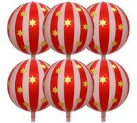 Aundhegrtt Pack de 6 Ballons Ronds 4D de 22 Pouces, Ballons en Étoile pour Décorations de Cirque Rouge et Blanc.
