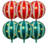 Aundhegrtt Paquet de 6 Ballons de Carnaval de 22 Pouces, Ballons 4D à 360 Degrés Rouges et Bleus pour Décorations de Cirque Rouge + Vert.