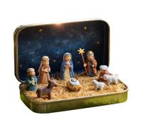 Aundhegrtt Petite Crèche de Noël - Crèche de Poche avec Petites Figurines 3D - Décoration Religieuse de Noël