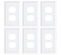 Aundhegrtt Plaque de Couverture de Prise Duplex en Bois à Rainures Classiques - Lot de 6, Plaques de Commutateur Décoratives et Couvercles de Prises pour Prises Électriques.
