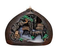 Aundhegrtt Porte-Encens en Bois de Écoute de la Pluie Décor à Mi-Chemin Céramiques Brûleurs à Reflux Ornements