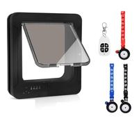 Aundhegrtt Porte pour Chat Intelligente Porte pour Chat RFID 3 Capteurs de Collier Clé Télécommande 4 Verrouillages Trappe pour Chat Automatique Porte pour Animaux de Compagnie