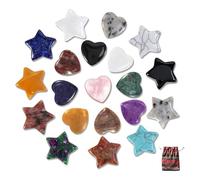 Aundhegrtt pour Le Soulagement du Stress, Ensemble de 20 Pièces de Cristaux et Pierres Précieuses en Forme D'Étoile pour la Guérison Reiki des Chakras et la Méditation.