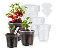 Aundhegrtt pour Pots de Pépinière Transparents Plantes, Pack de 30, Tailles de 3,5, 4 et 5 Pouces, en Plastique avec Trous de Drainage et 20 Étiquettes.