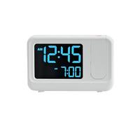 Aundhegrtt Réveil Numérique Électronique Simple avec Écran LCD, Projecteur Multifonctionnel, Réveil de Table Silencieux, Couleur Blanche.