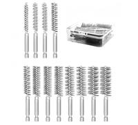 Aundhegrtt Set de Brosses à Poils en Torsadé, 12 Pièces, Tige Hexagonale de 1/4", Brosse en D'Acier Inoxydable de 5/16" à 1-3/16" pour le Nettoyage des Alésages.