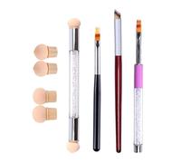 Aundhegrtt Set de Pinceaux pour Design D'Ongles, Ensemble D'Outils pour Nail Art, Éponge pour Nail Art avec 4 Têtes de Remplacement et 3 Pinceaux Dégradés Ombrés.