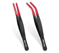 Aundhegrtt Set de Pincettes à Embouts en Caoutchouc (2 Pièces), Variété à Embout Droit et Courbé pour Le Bricolage, la Manipulation de, Le Banc de Travail en Électronique.