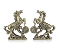 Aundhegrtt Statue de Cheval en Laiton Doré Feng Shui 2 Pièces Année 2026 du Cheval pour la Richesse et la Chance Animal du Zodiaque