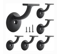 Aundhegrtt Support de Main Courante, Robuste, pour Escaliers de Maison ou de Bureau, Noir Mat, Lot de 6