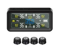 Aundhegrtt Système de Surveillance de la Pression des Pneus Solaire TPMS avec Écran LCD de 4 Pouces, Moniteur de Pression des Pneus à 5 Modes pour RV/Remorque/Camion.