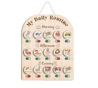 Aundhegrtt Tableau de Routine Quotidienne Visuelle en Bois pour Enfants Carte de Programme Visuel Quotidienne