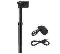 Aundhegrtt Tige de Selle Télescopique sans pour Vélo, Étanche IP67, Rechargeable, à Levage Automatique, Débattement de 150 mm, Tige de Selle Électrique Intelligente