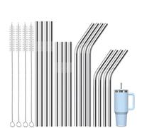 AUNEK Paille Inox Réutilisables, Lot de 16 Pailles en Métal avec 4 Brosses de Nettoyage et Sac de Rangement, Sans BPA Acier Inoxydable Pailles pour Smoothies Milkshake Cocktails Café Boissons Chaudes