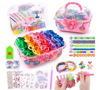 Auney Bracelets à fabriquer soi-même pour enfants, ensemble de 1000 bandes Soft Loom avec accessoires licorne, kit de bricolage, bracelets d’amitié à fabriquer soi-même, ensemble de bandes Loom pour