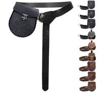 AUNGCSHE 2PCS Ceinture Medievale, Porte Monnaie Medieval et Ceinture Medieval, Accessoire Medieval Parfait pour Les Costumes de Vikings, de Magiciens et de la Renaissance (Hache Noire)