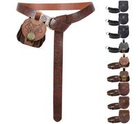 AUNGCSHE 2PCS Ceinture Medievale, Porte Monnaie Medieval et Ceinture Medieval, Accessoire Medieval Parfait pour Les Costumes de Vikings, de Magiciens et de la Renaissance (Brun A)