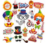 AUNGCSHE 30 Pièces Accessoires Photobooth, Carnaval Accessoire Photobooth Con Palo de Apoyo, Photo Booth pour Carnaval, Noël, Halloween, Anniversaires, Mariages, Soirées Disco