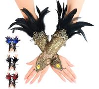 AUNGCSHE Costume Malefique Femme, 1 Paire Black Swan Costume femme Avec Manchettes en Plumes Costume de En Corne Malefique Femme Adulte Carnaval Pâques Fête Cosplay(Or) (jaune, standard)