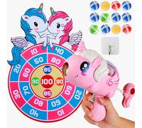 AUNGCSHE Licorne Jeu de Fléchettes pour Enfants, Peut être Suspendu Jeu de Fléchettes Velcro, 12 Balles Collantes, pour Jeux Fille 4 5 6 7 8 Ans, Jeux Anniversaire Enfants