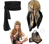 AUNGKWANG 2 Pcs Turban Durag à Longue Queue, Bandana de Pirate, Foulard Pirate à la Taille, Unisexe Durag Larges Sangles Bandeaux Headwrap Bandanas Chapeau Hat pour Hip-hop Décoration