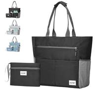 AUNGKWANG 2 Pièces Sacs de Plage en Femme XXL, Sac Cabas Femme Grand et Petit Format, Strandtasche pour Voyage, Vacances, Piscine, Shopping et la Vie Quotidienne, Noir