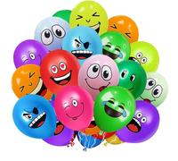 AUNGKWANG 20/50/100/200 Pièces Ballons Emoji, 12 Pouces Ballons Smiley de Fête de Couleurs, Ballon en Latex Série Émotion, Ballon Emoticones Enfants, pour Fêtes, Anniversaire, Déco Enfants et Adultes